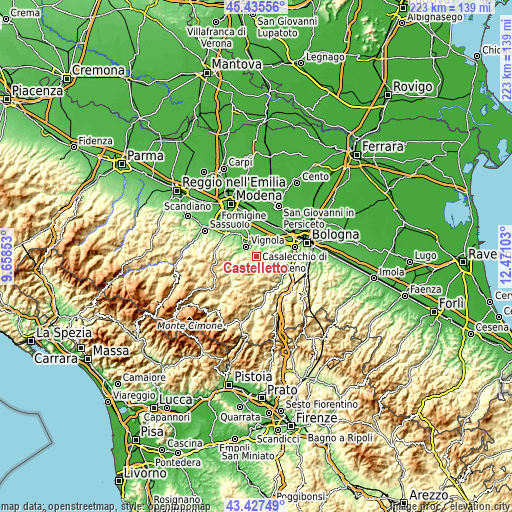 Topographic map of Castelletto