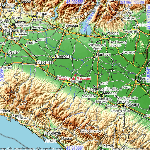 Topographic map of Casale di Mezzani