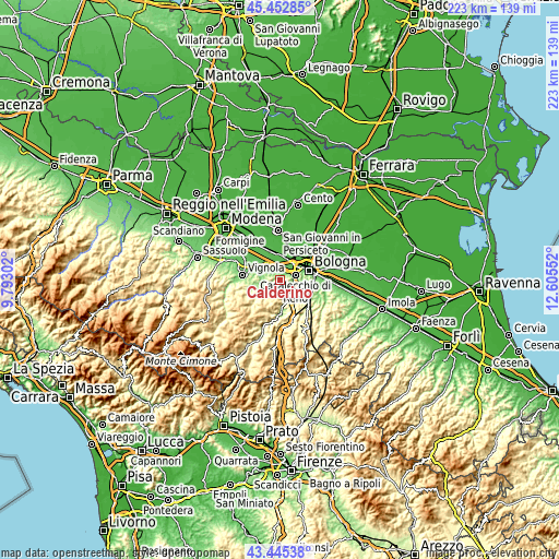 Topographic map of Calderino