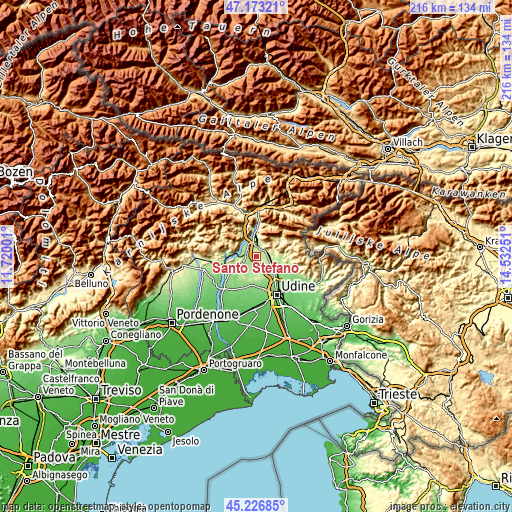 Topographic map of Santo Stefano