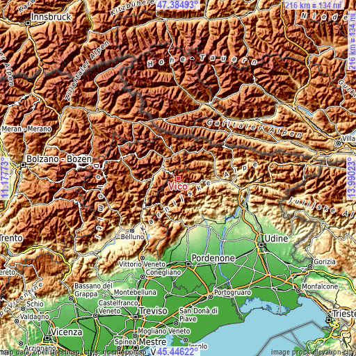 Topographic map of Vico