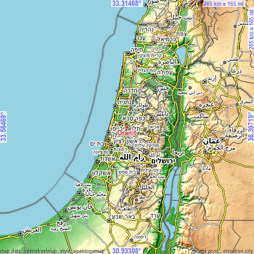 Topographic map of Oranit