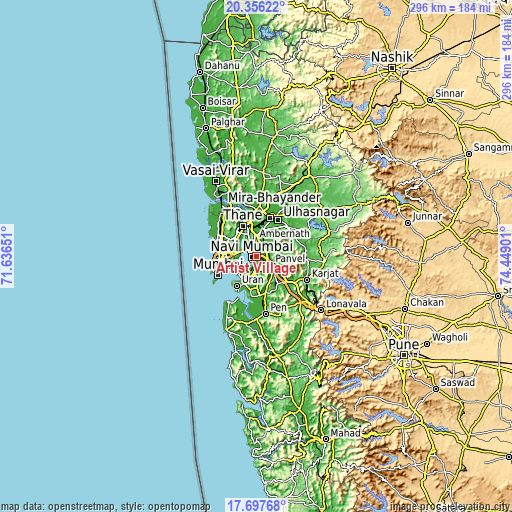 Topographic map of Artist Village