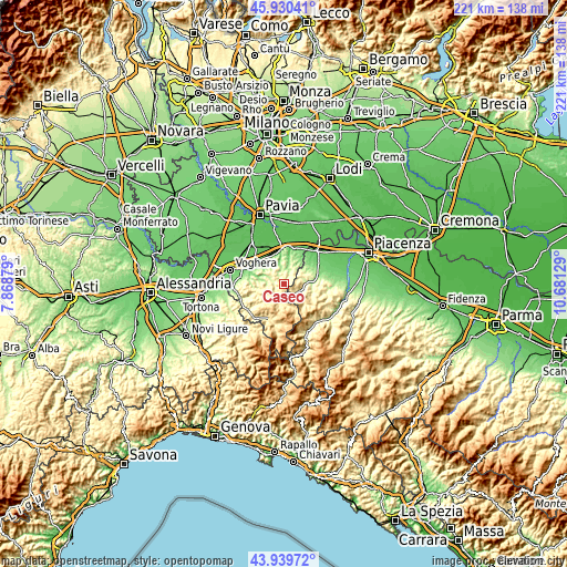 Topographic map of Caseo