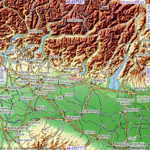 Topographic map of Tagliuno