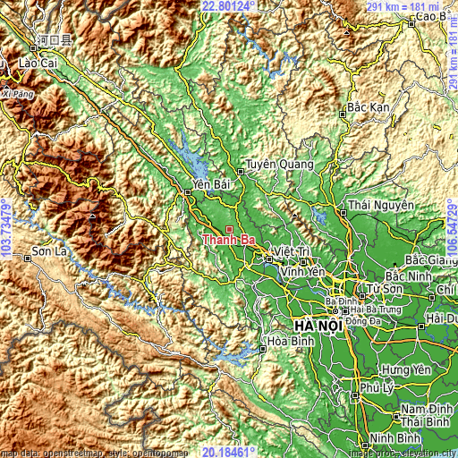 Topographic map of Thanh Ba