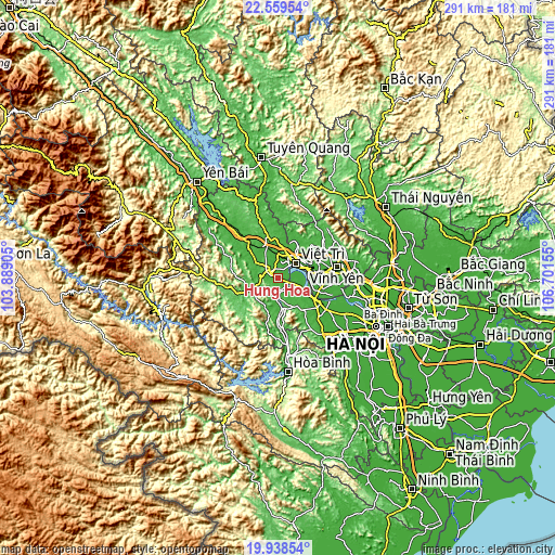 Topographic map of Hưng Hóa