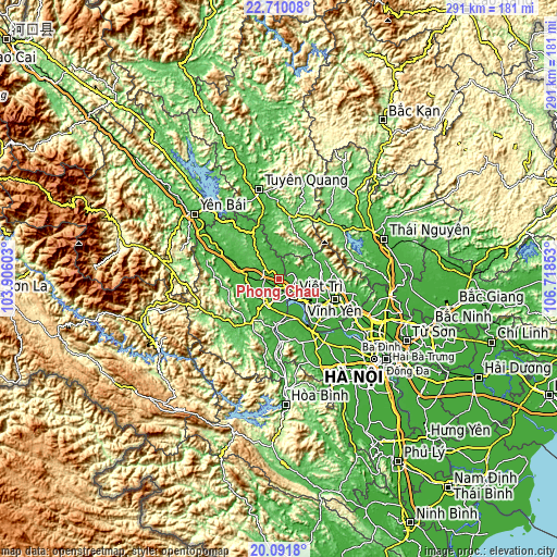 Topographic map of Phong Châu