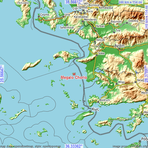 Topographic map of Megálo Chorió