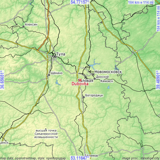 Topographic map of Dubovka