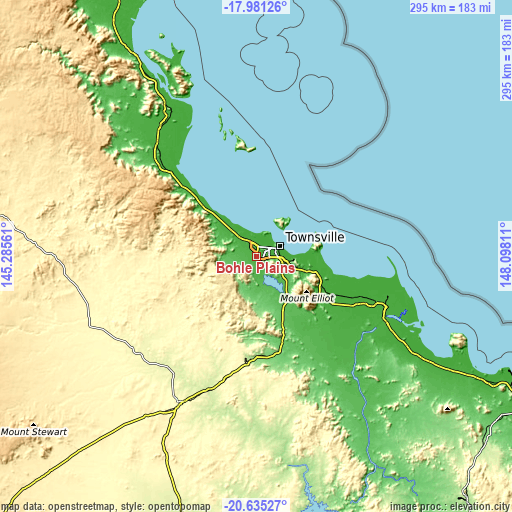 Topographic map of Bohle Plains