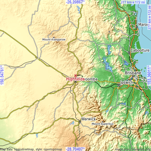 Topographic map of Highfields