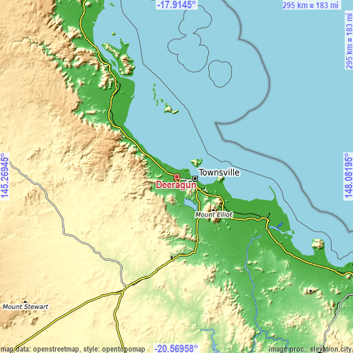 Topographic map of Deeragun