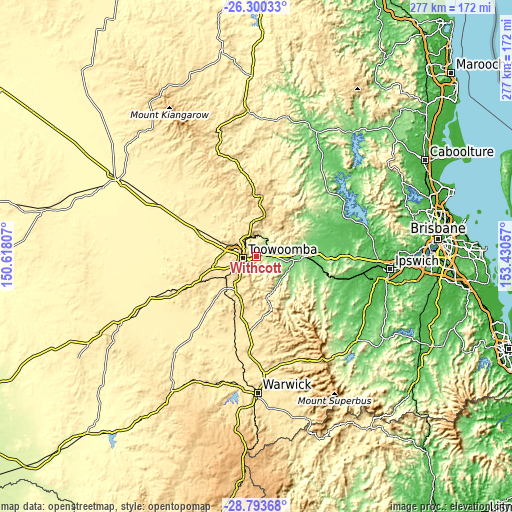 Topographic map of Withcott