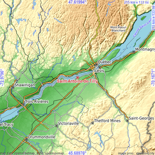 Topographic map of Saint-Antoine-de-Tilly