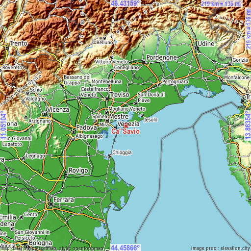 Topographic map of Ca' Savio