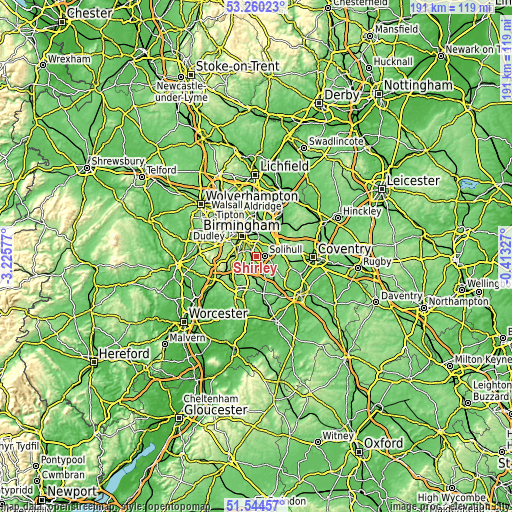 Topographic map of Shirley