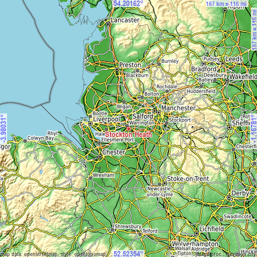Topographic map of Stockton Heath