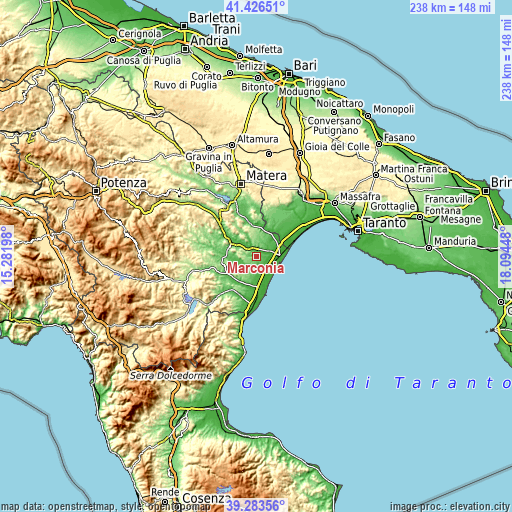 Topographic map of Marconia