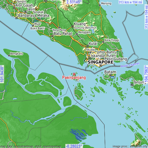 Topographic map of Pasirpanjang
