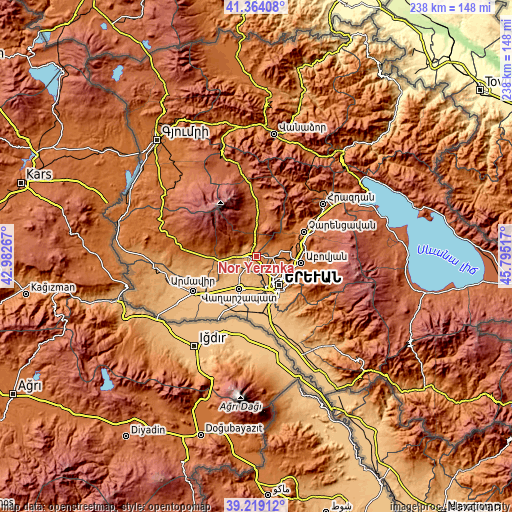 Topographic map of Nor Yerznka