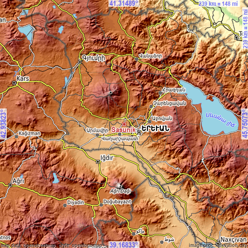 Topographic map of Sasunik