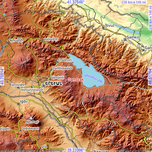 Topographic map of Gandzak