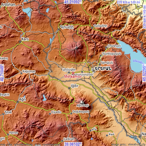 Topographic map of Metsamor