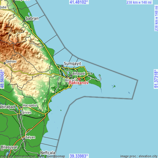 Topographic map of Bakıxanov