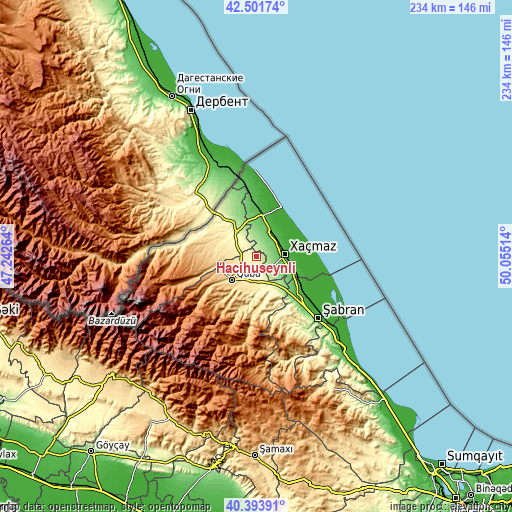 Topographic map of Hacıhüseynli