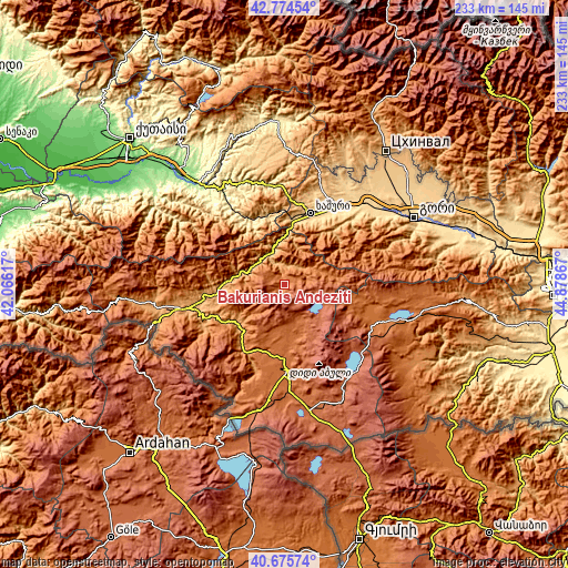 Topographic map of Bakurianis Andeziti