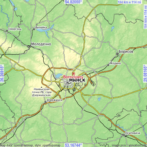 Topographic map of Borovlyany