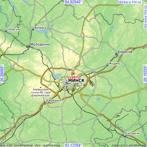 Topographic map of Lyasny