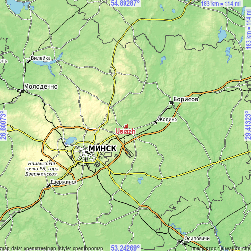 Topographic map of Usiazh