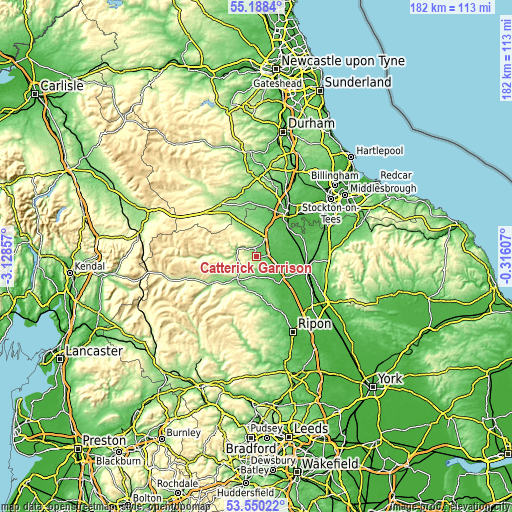 Topographic map of Catterick Garrison