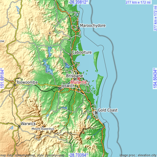 Topographic map of Murarrie