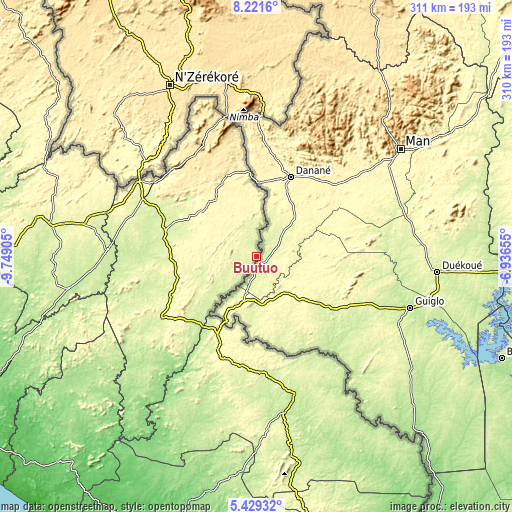 Topographic map of Buutuo
