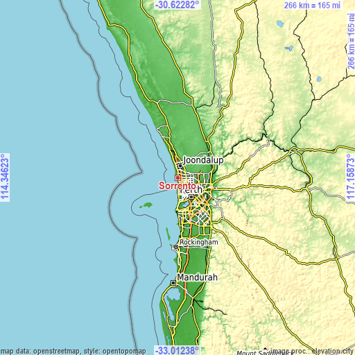 Topographic map of Sorrento