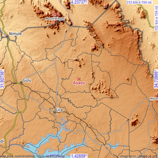 Topographic map of Agago