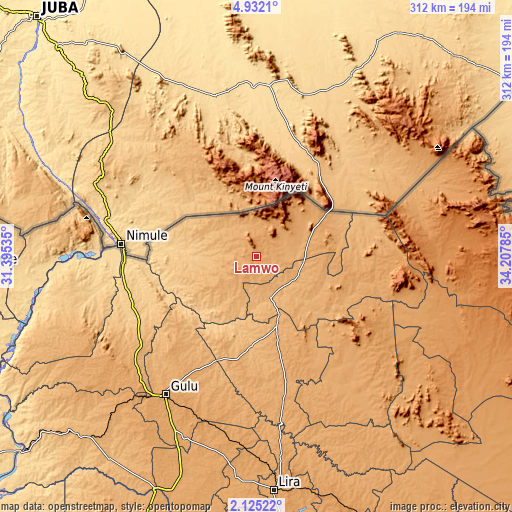 Topographic map of Lamwo