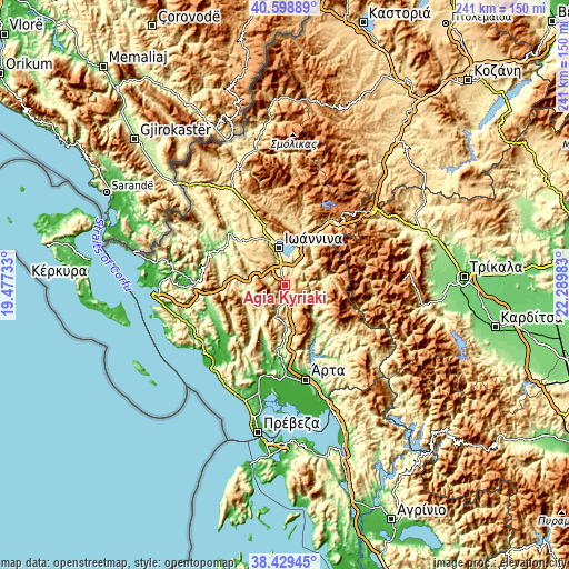 Topographic map of Agía Kyriakí