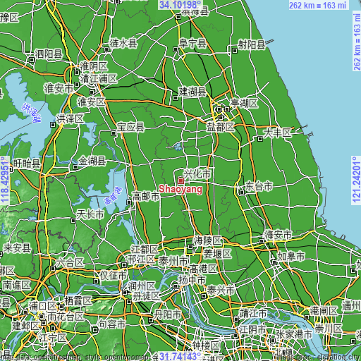 Topographic map of Shaoyang