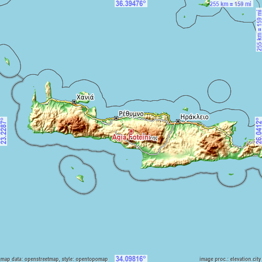 Topographic map of Agía Foteiní