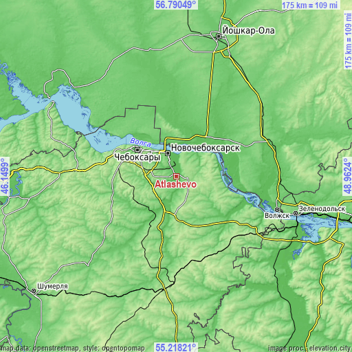 Topographic map of Atlashevo