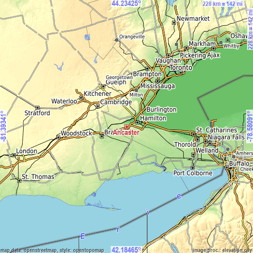 Topographic map of Ancaster