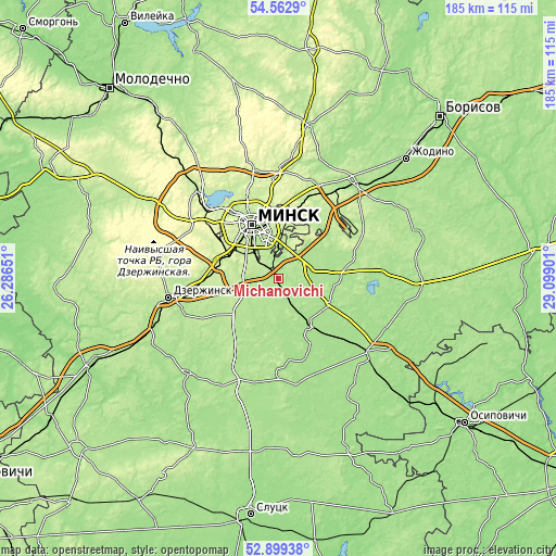 Topographic map of Michanovichi