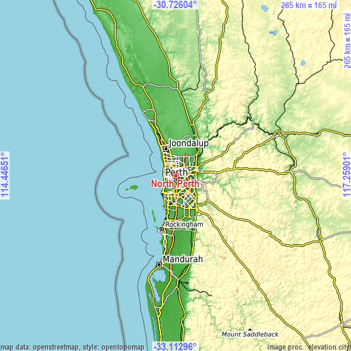 Topographic map of North Perth
