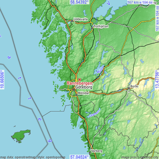 Topographic map of Rannebergen