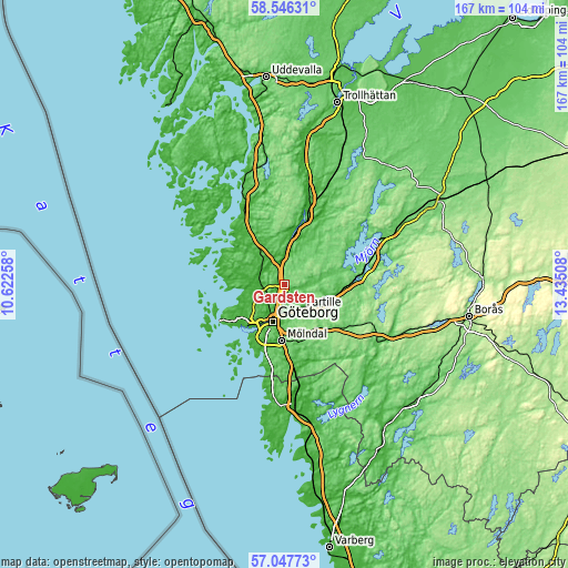 Topographic map of Gårdsten
