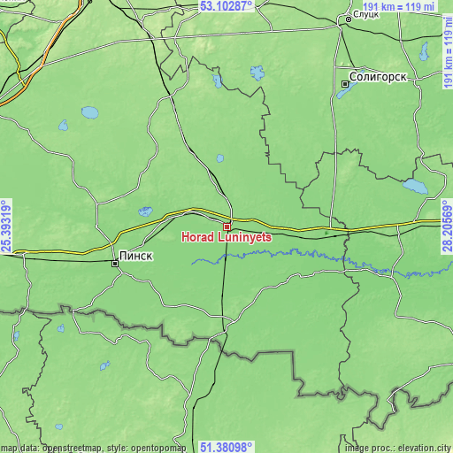 Topographic map of Horad Luninyets